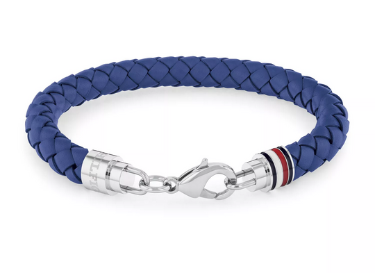 Tommy Hilfiger Mens Iconic Blue Leather Bracelet