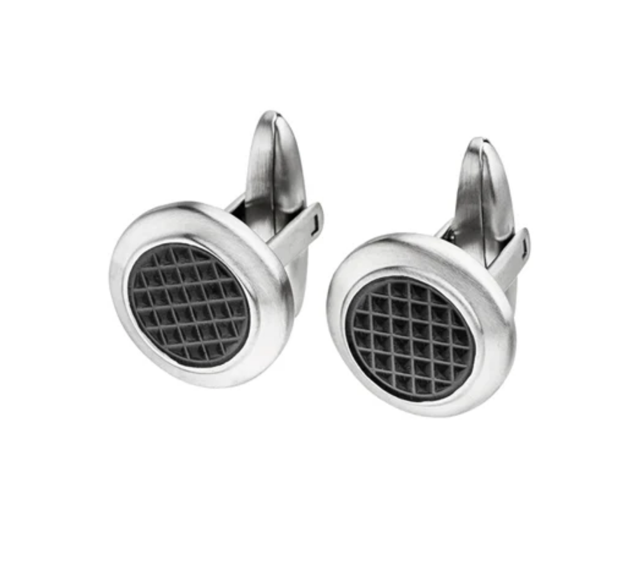 Gents Steelwear Stainless Steel Cufflinks with Textured Black Chrome Centre