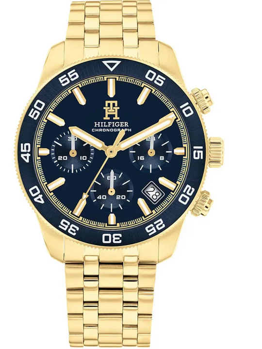 Tommy Hilfiger Blue Dial Gold Stainless Steel Men's Watch