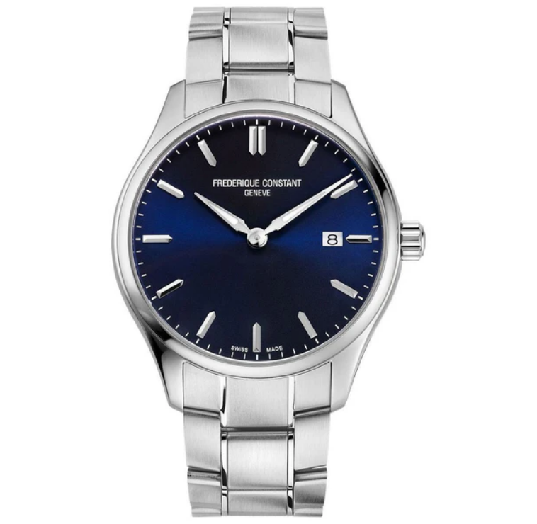 Frederique Constant Classics Stainless Steel Blue Dial Date Quartz Mens Watch