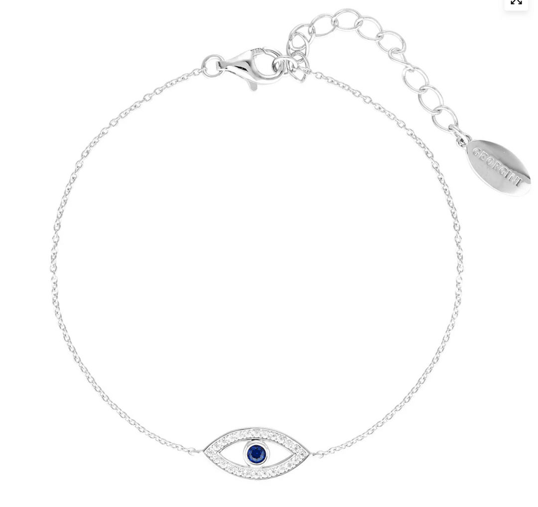 Georgini Rock Star Sterling Silver Blue Evil Eye Bracelet