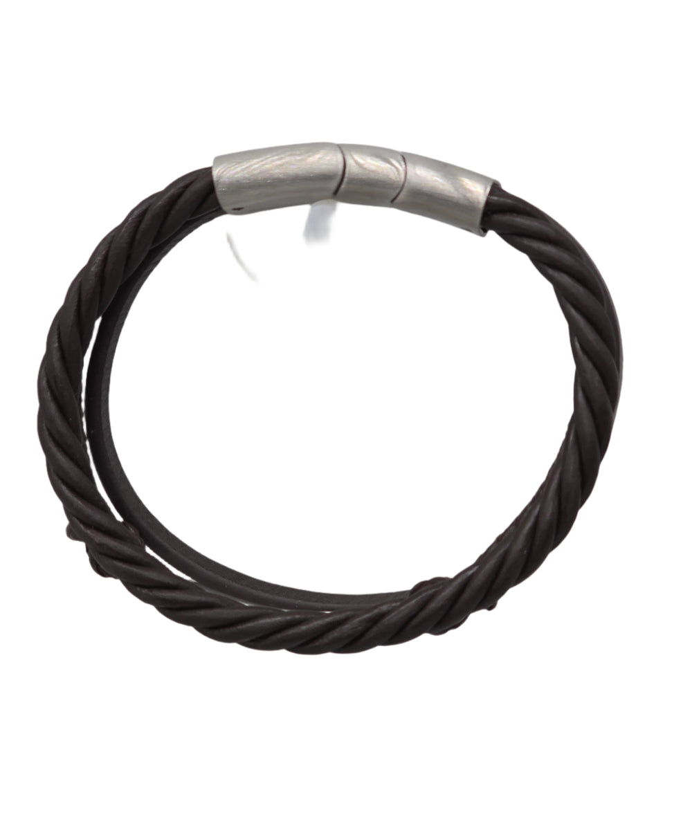 Gents Steelwear Brown Plaited Leather Bracelet