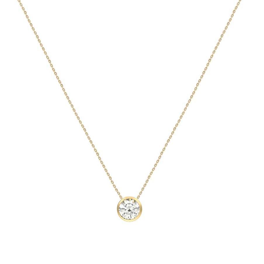 9ct Yellow Gold CZ 6.7mm Slider Adjustable Necklace