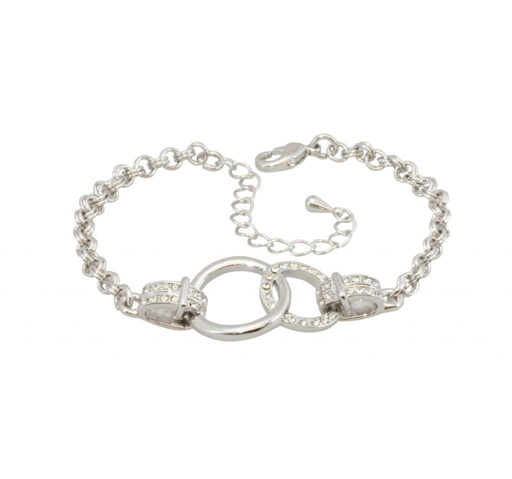 Silver Double Circle Linked Bracelet