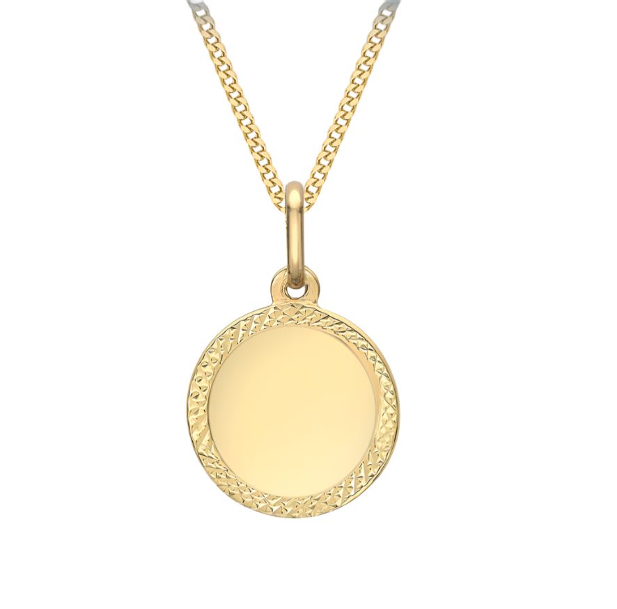 9ct Yellow Gold Diamond-Cut-Edge Disc Pendant