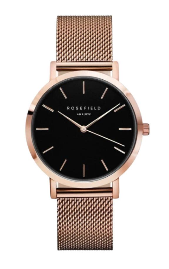 The Mercer Black Rose Gold Watch